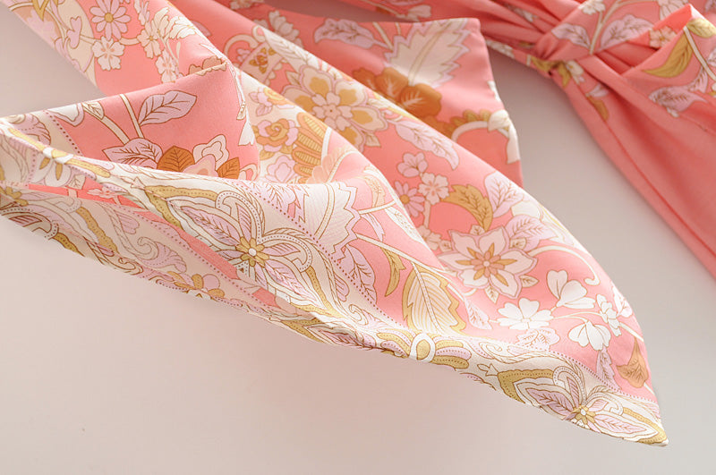 Kimono long femme fleuri rose | Hana no Koeda