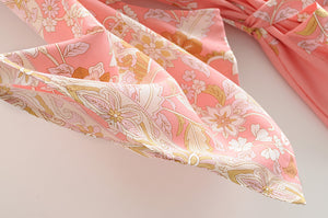 Kimono long femme fleuri rose | Hana no Koeda