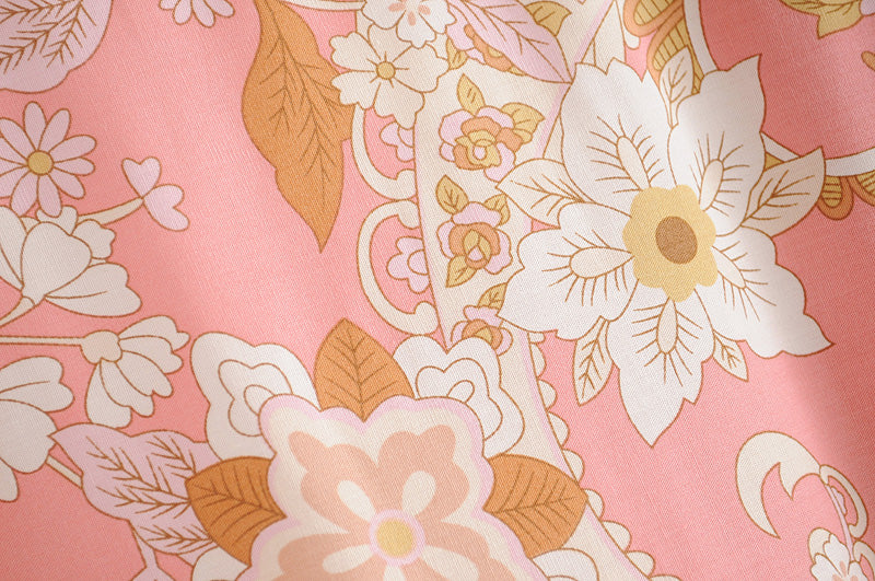 Kimono long femme fleuri rose | Hana no Koeda