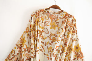 Kimono long femme fleuri blanc | Hana no Koeda