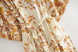 Kimono long femme fleuri blanc | Hana no Koeda