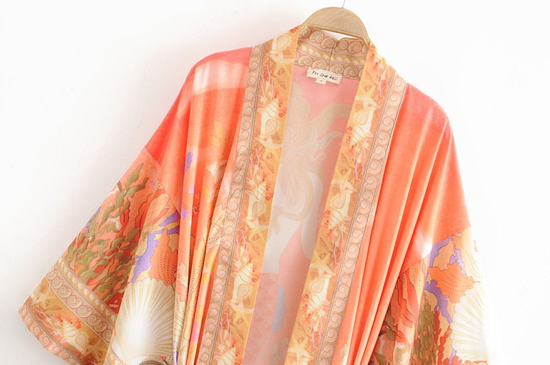 Kimono long femme orange | Sheru