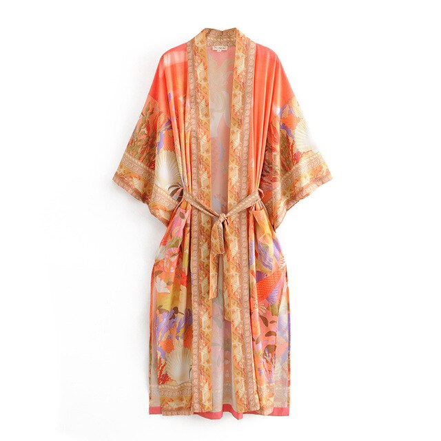 Kimono long femme orange | Sheru