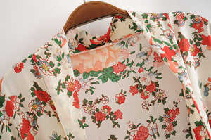 Kimono long femme fleuri blanc | Kanmi
