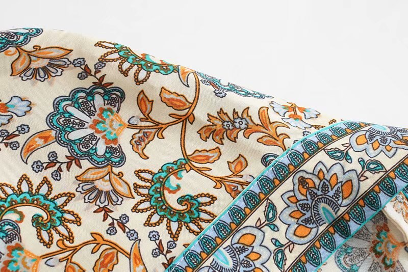 Kimono long femme fleuri beige | Chīsana hana