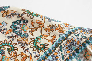 Kimono long femme fleuri beige | Chīsana hana