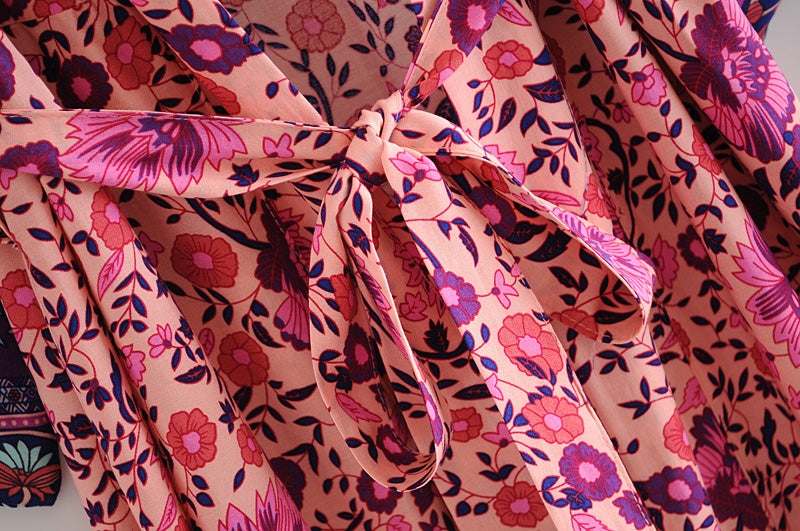 Kimono long femme bohème fleuri | Hana no