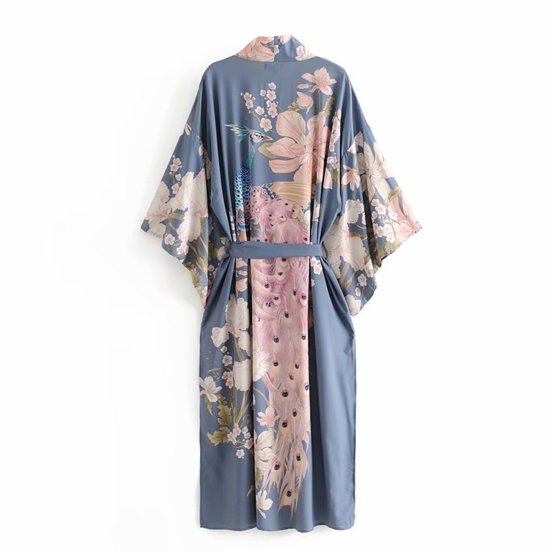 Kimono long femme bleu | Nihon no hana