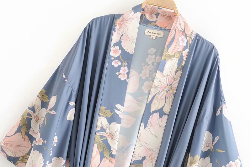 Kimono long femme bleu | Nihon no hana