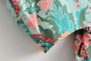 Kimono court femme bohème vert | Kyūkan