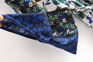 Kimono long femme fleuri bleu | Hana no chikaku