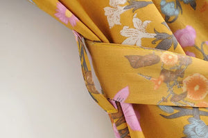 Kimono court femme bohème jaune | Kyūkan