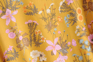 Kimono court femme bohème jaune | Kyūkan