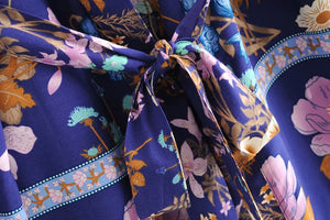 Kimono court femme bohème bleu | Kyūkan