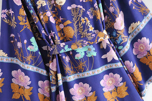 Kimono court femme bohème bleu | Kyūkan