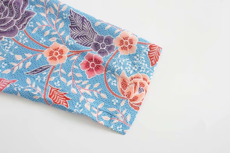 Kimono long femme fleuri bleu | Hanabira