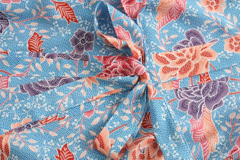 Kimono long femme fleuri bleu | Hanabira